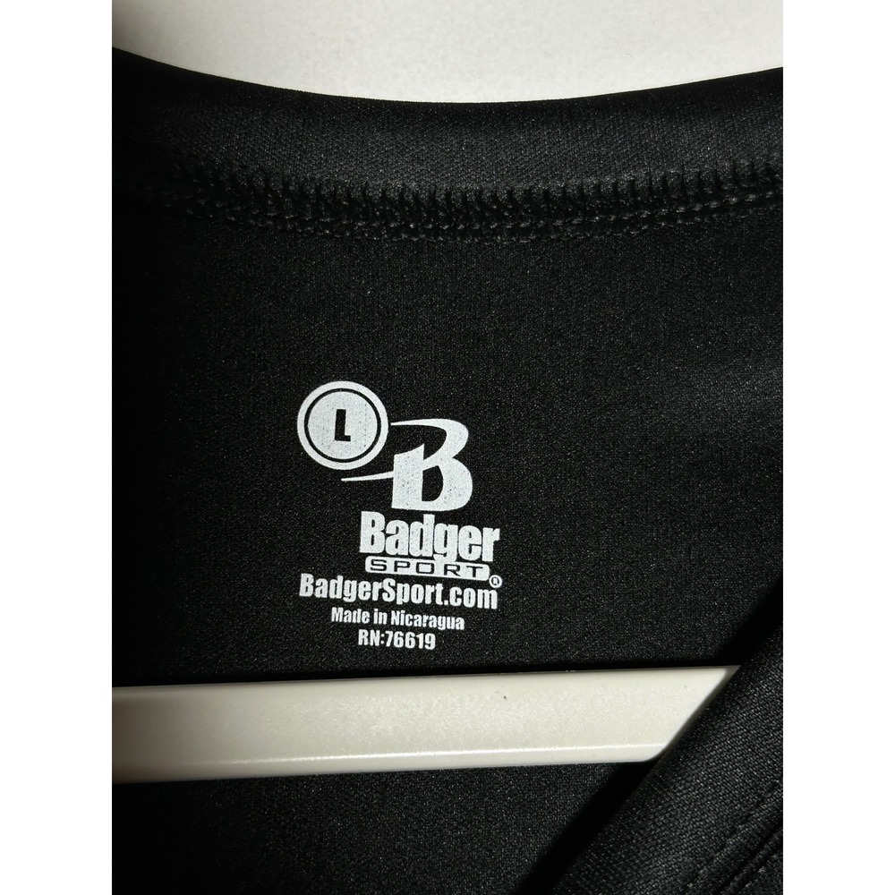 Badger Sport Mens Black Long Sleeve Athletic T Shirt Size L - Picture 3 of 7